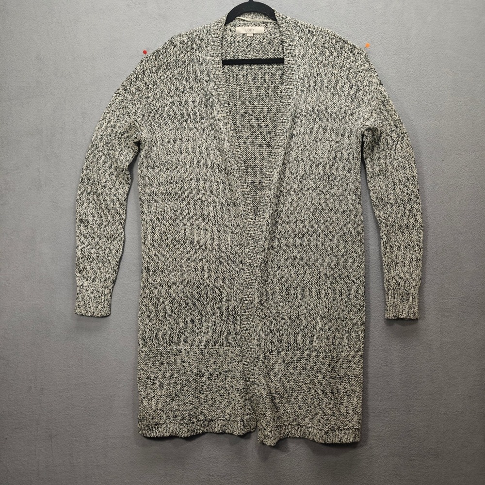 LOFT Cardigan Sweater Womens Medium Long Open Front Minimalist Coastal Layering